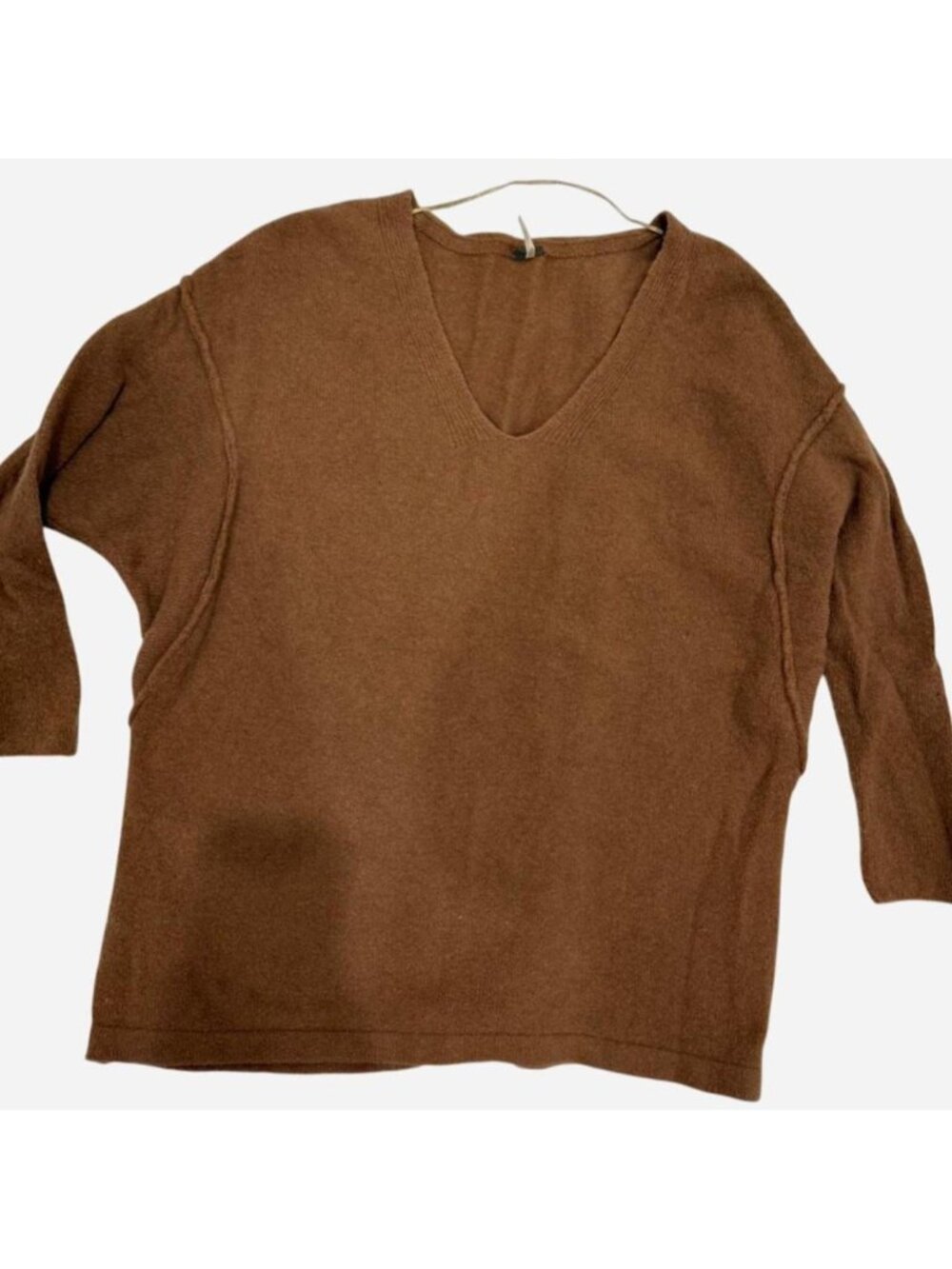 brown v neck free people sweater